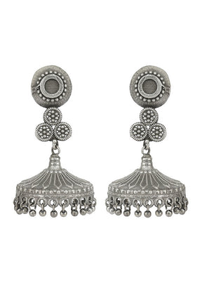Handcrafted Silver Tone Brass Earrings - Indian Silk House Agencies