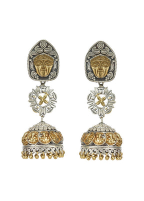 Long Style Dual Tone Brass Jhumka - Indian Silk House Agencies