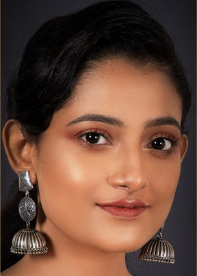 Handcrafted Silver Tone Brass Jhumka - Indian Silk House Agencies