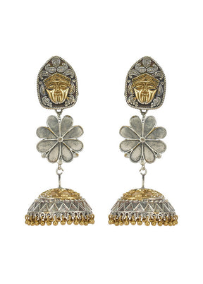 Handcrafted Dual Tone Brass Jhumka - Indian Silk House Agencies