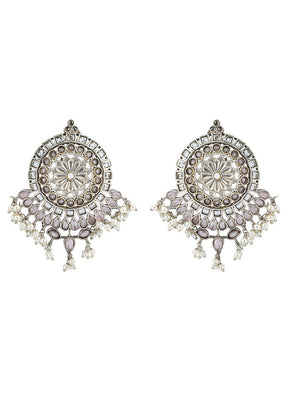 Pink Silver Tone Handcrafted Stud Earrings - Indian Silk House Agencies