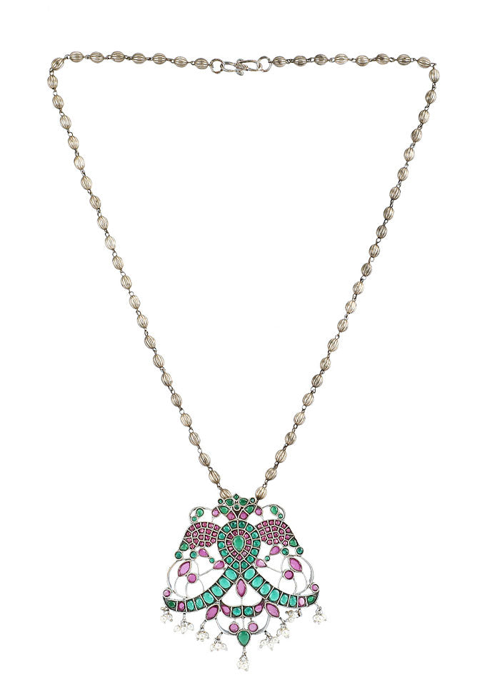 Multi Silver Tone Handcrafted Brass Necklace - Indian Silk House Agencies