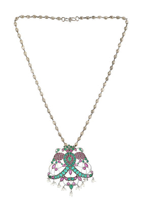Multi Silver Tone Handcrafted Brass Necklace - Indian Silk House Agencies