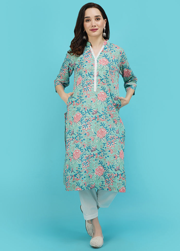 Blue Cotton Printed Kurti VDJB311242 - Indian Silk House Agencies