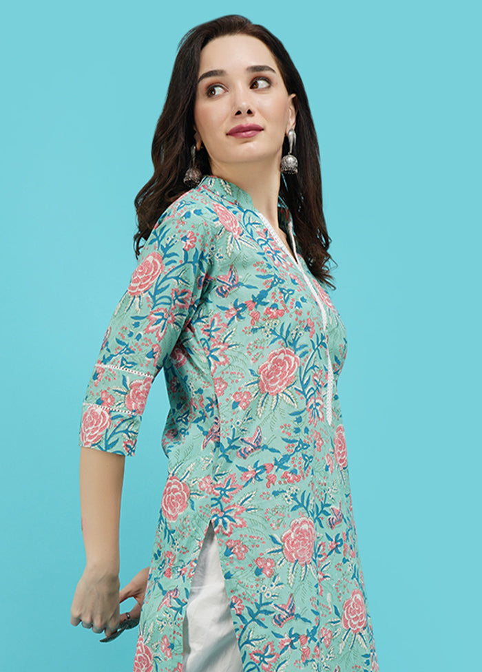 Blue Cotton Printed Kurti VDJB311242 - Indian Silk House Agencies