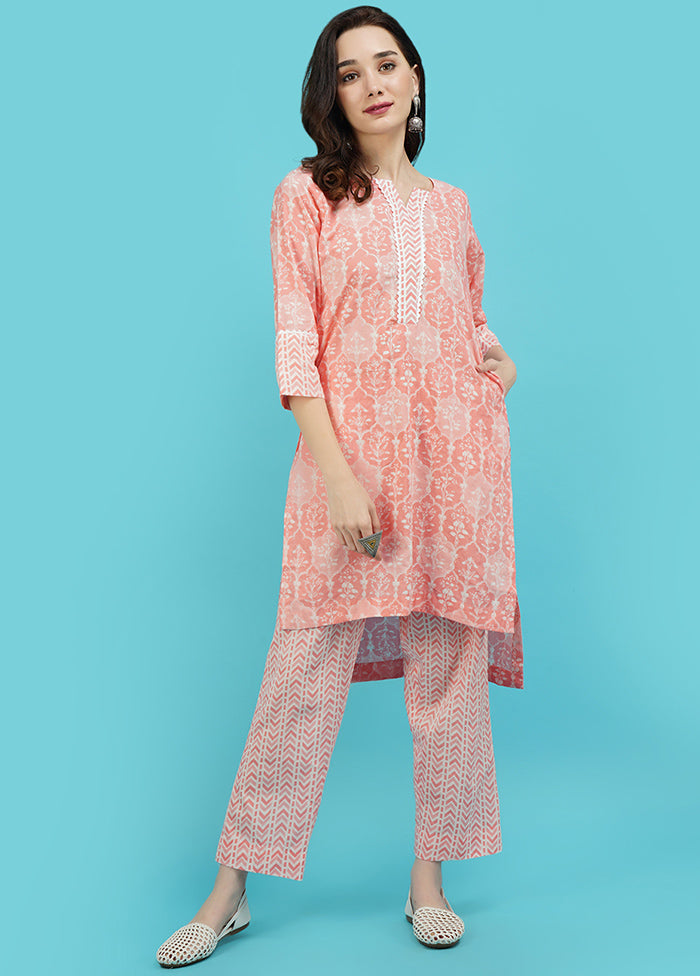 2 Pc Pink Cotton Printed Kurti Set VDJB311249 - Indian Silk House Agencies