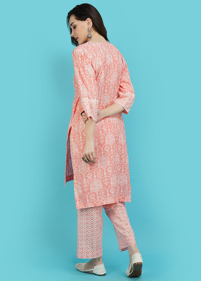 2 Pc Pink Cotton Printed Kurti Set VDJB311249 - Indian Silk House Agencies