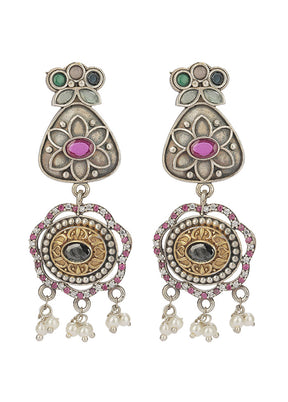 Handcrafted Dual Tone Brass Stud Earrings - Indian Silk House Agencies