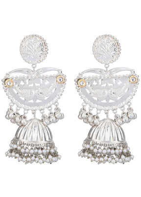 Silver Handcrafted Brass Jhumka - Indian Silk House Agencies