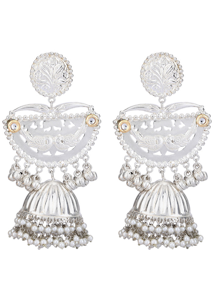 Silver Handcrafted Brass Jhumka - Indian Silk House Agencies