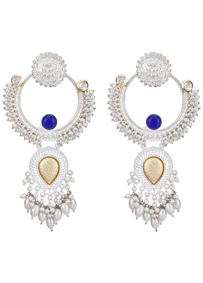 Silver Handcrafted Brass Earrings - Indian Silk House Agencies