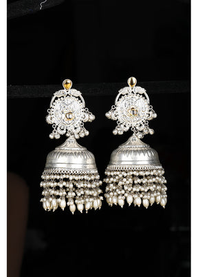 Silver Handcrafted Brass Jhumka - Indian Silk House Agencies