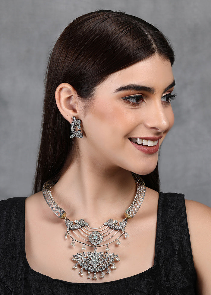 Multicolor Brass Necklace And Earring Set - Indian Silk House Agencies