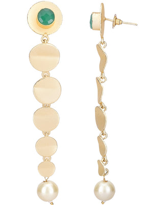 Long Pattern Matte Gold Earrings - Indian Silk House Agencies