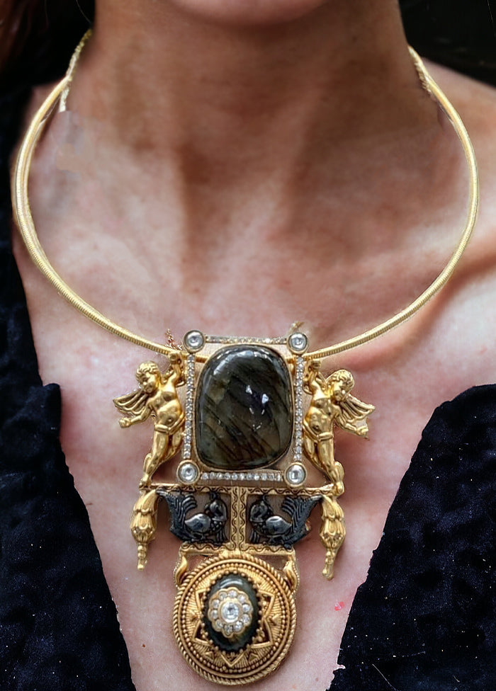 Gold Plated Statement Cupid Necklace Set - Indian Silk House Agencies