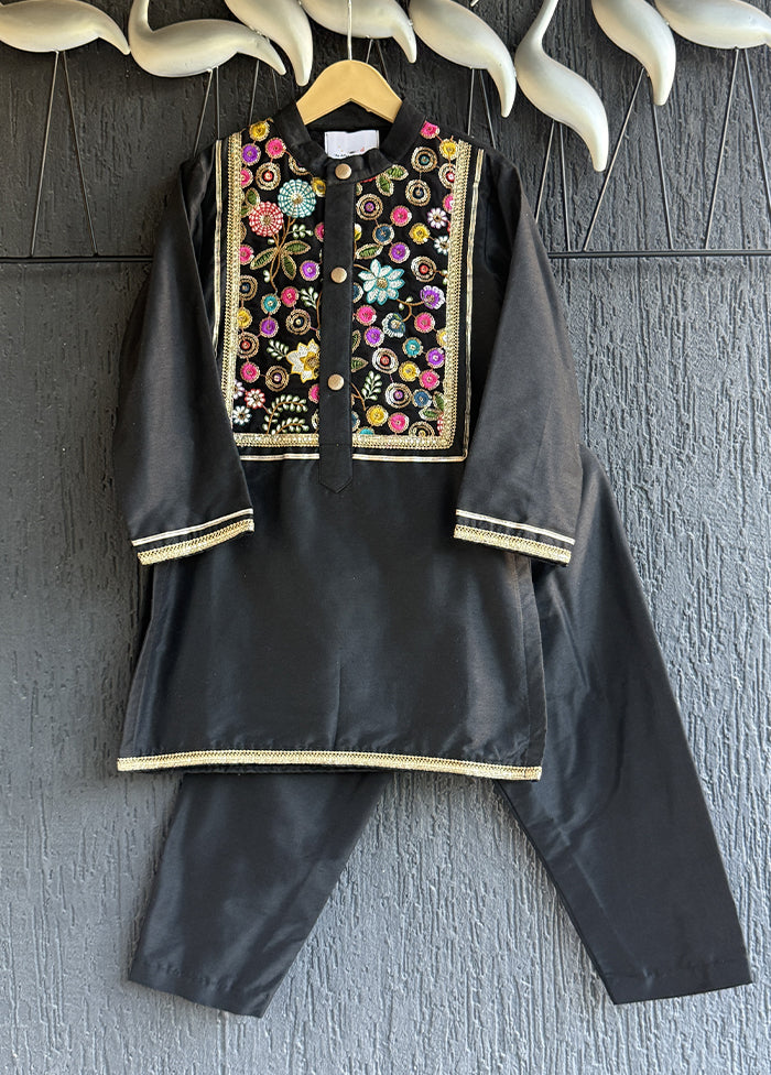 Black Silk Kurta & Pajama Set