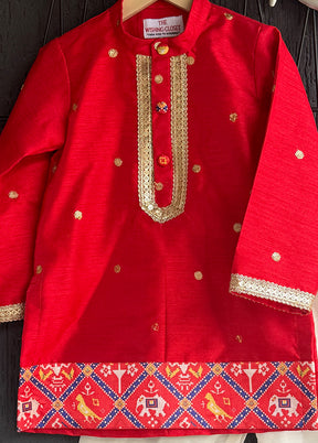 Red Silk Kurta & Pajama Set