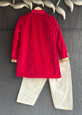 Red Silk Kurta & Pajama Set