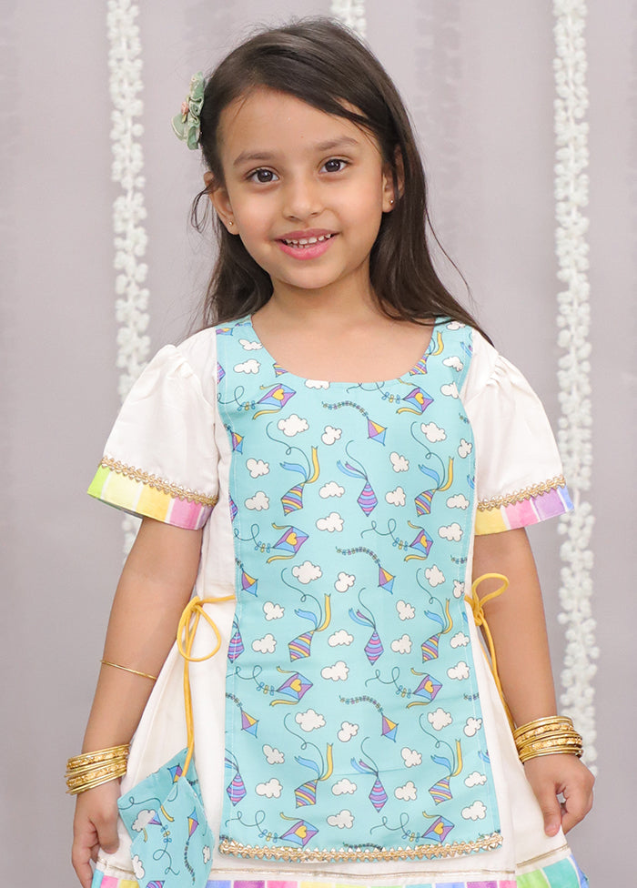 2 Pc White Silk Kurti Set