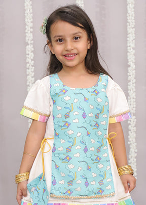 2 Pc White Silk Kurti Set