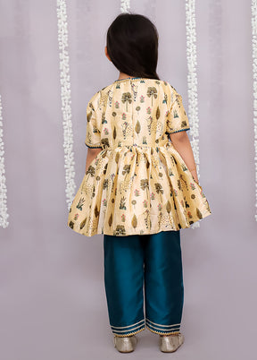 2 Pc Golden Silk Kurti Set