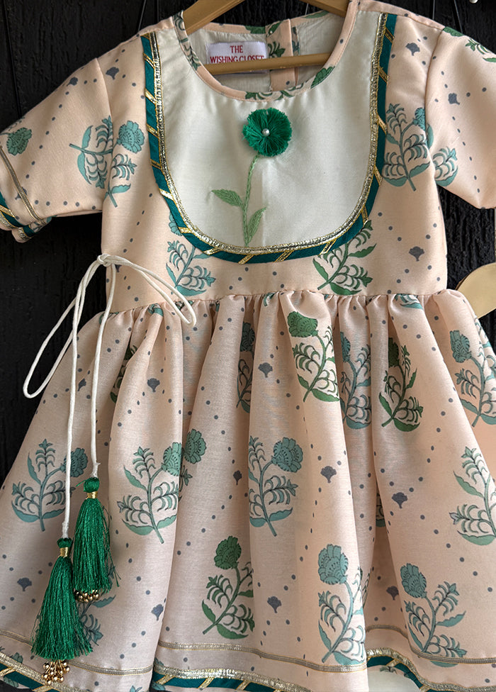 2 Pc Cream Silk Kurti Set