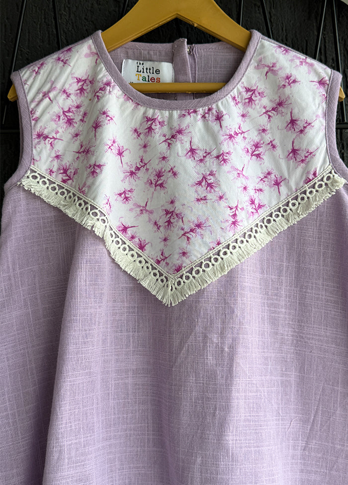 Purple Printed Work Silk Dress