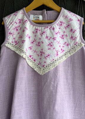 Purple Printed Work Silk Dress