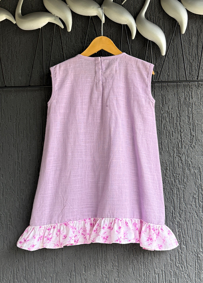 Purple Printed Work Silk Dress