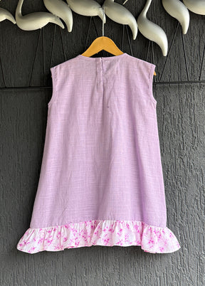 Purple Printed Work Silk Dress