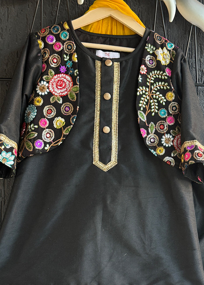 3 Pc Black Silk Suit Set