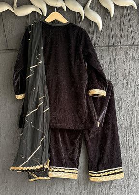 3 Pc Black Cotton Suit Set