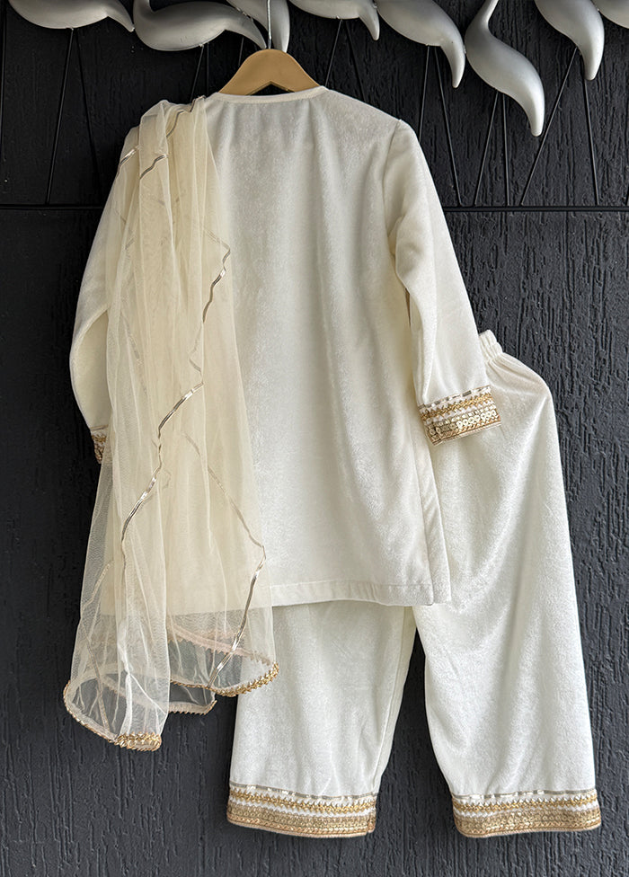3 Pc Cream Cotton Suit Set