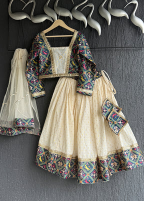 3 Pc Cream Cotton Suit Set