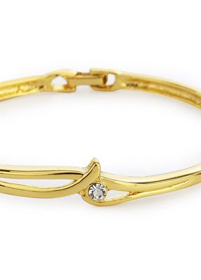 Estelle Gold Plated White Stone Kaada Bracelet For Women - Indian Silk House Agencies