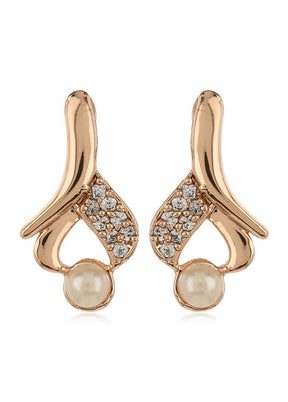 Estelle Rose Gold White Ad stone Pendant Set And Earrings For Girls And Women - Indian Silk House Agencies