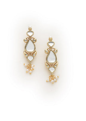 Estelle Gold Tone plated Mirror Kundan Necklace Set - Indian Silk House Agencies