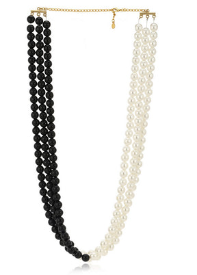 Estelle Black And White Flux Pearl Necklace - Indian Silk House Agencies
