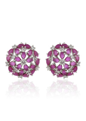 Estelle Luxor Ruby Diamond Studs Earrings - Indian Silk House Agencies