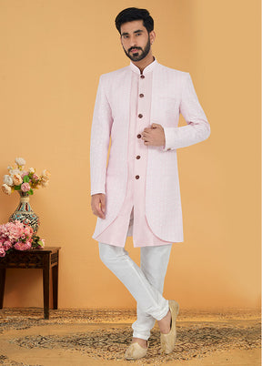 2 Pc Pink Cotton Kurta And Pajama Set - Indian Silk House Agencies