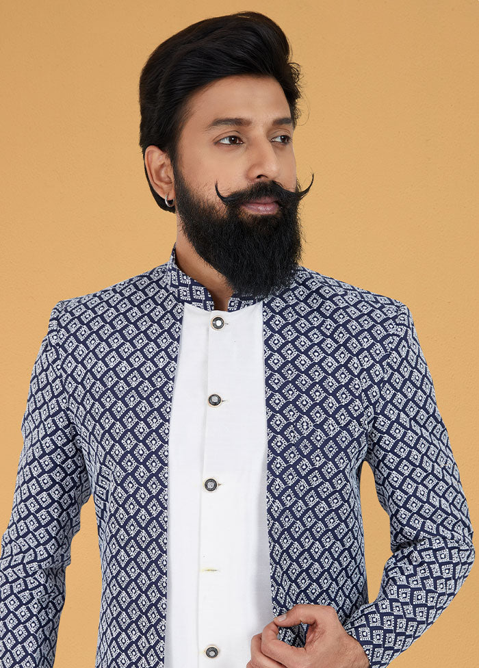 2 Pc Blue Cotton Kurta And Pajama Set - Indian Silk House Agencies