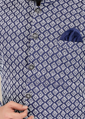 2 Pc Blue Cotton Kurta And Pajama Set - Indian Silk House Agencies