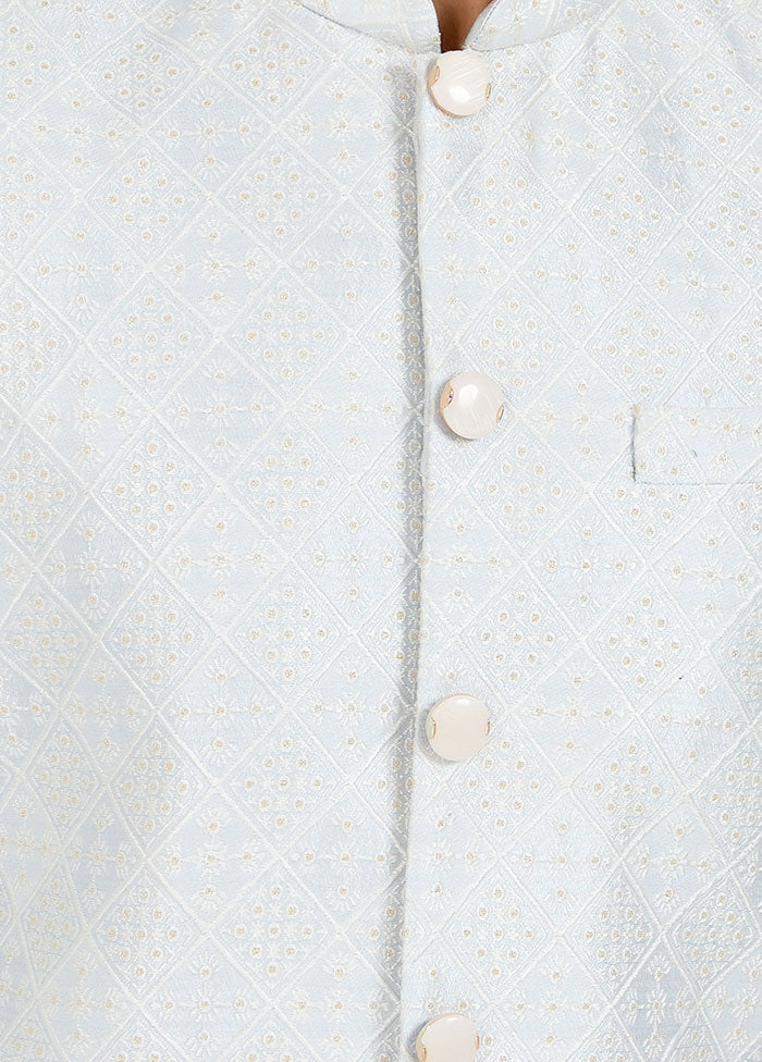 2 Pc Grey Dupion Silk Kurta And Pajama Set - Indian Silk House Agencies