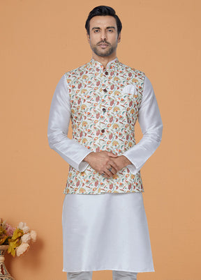Pink Full Sleeves Mandarin Collar Waistcoat - Indian Silk House Agencies