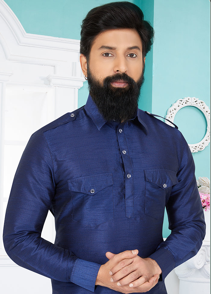2 Pc Multicolor Dupion Silk Kurta Pajama Set - Indian Silk House Agencies