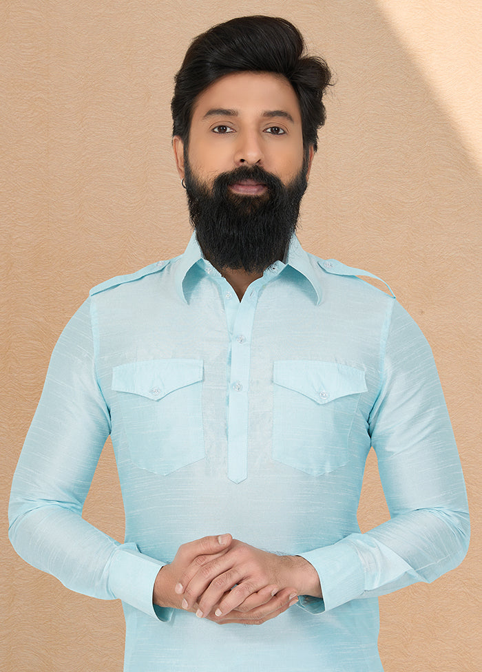 2 Pc Multicolor Dupion Silk Kurta Pajama Set - Indian Silk House Agencies