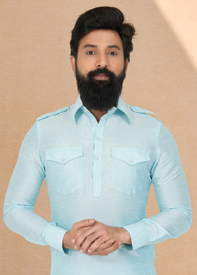 2 Pc Multicolor Dupion Silk Kurta Pajama Set - Indian Silk House Agencies