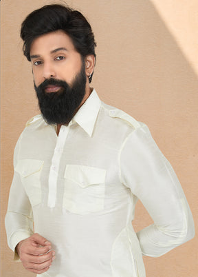 2 Pc Multicolor Dupion Silk Kurta Pajama Set - Indian Silk House Agencies