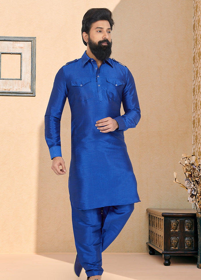 2 Pc Multicolor Dupion Silk Kurta Pajama Set - Indian Silk House Agencies