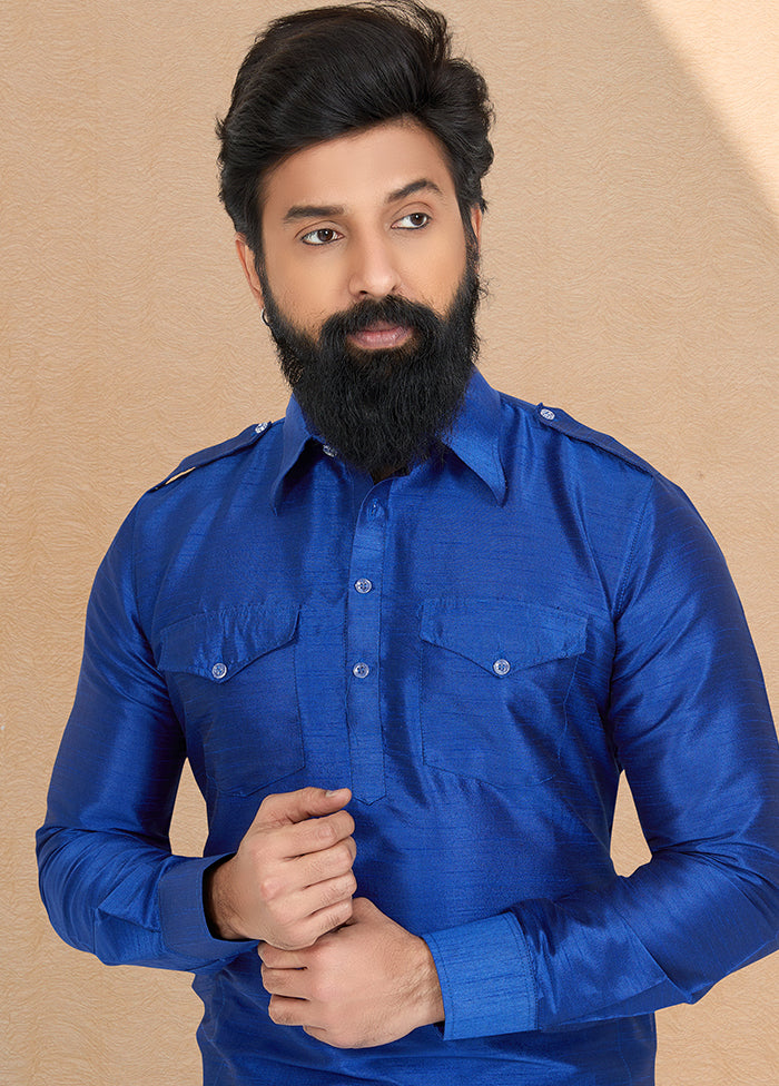 2 Pc Multicolor Dupion Silk Kurta Pajama Set - Indian Silk House Agencies